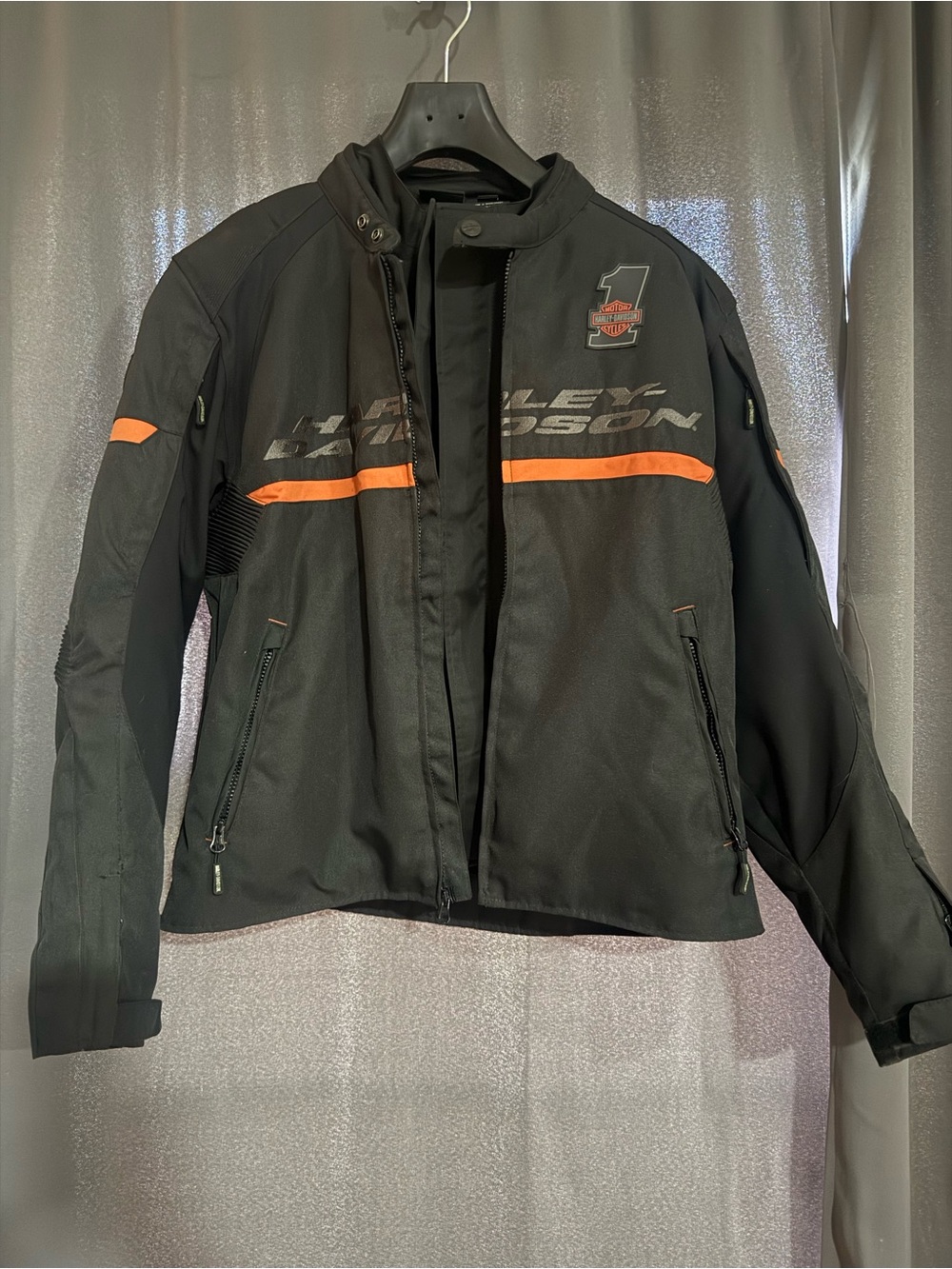 Harley-Davidson double layer Black Jacket with Orange Stripe and Logo